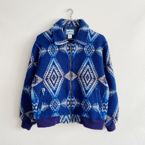 Pendleton Jackets & Blazers - Vintage Pendleton Southwest Aztec Blanket Coat Collared Bomber Jacket Size M